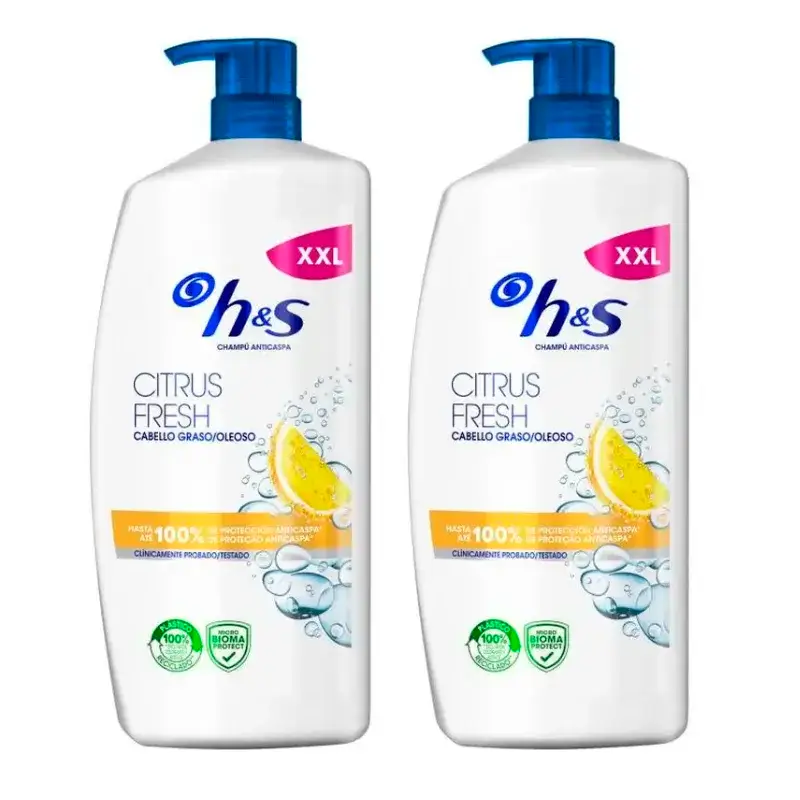 H&S Citrus Fresh Champú, Pack 2 x 1000 ml