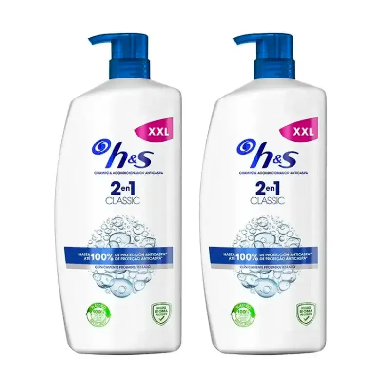 H&S Clásico 2 En 1 Champú, Pack 2 x 1000 ml