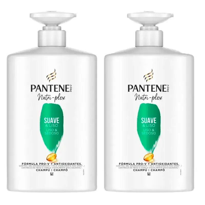 Pantene Champú Nutri-Plex Suave Y Liso, Pack 2 x 1000Ml