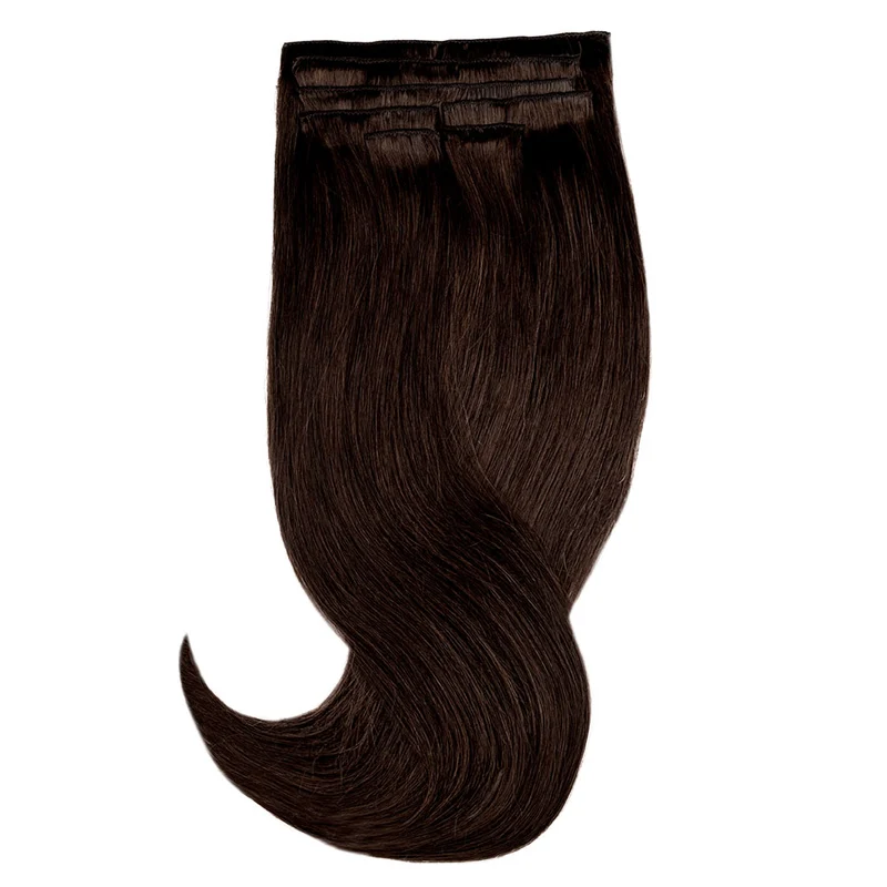 20" Human Hair 7pc Clip In - #2 Chocolate Brown