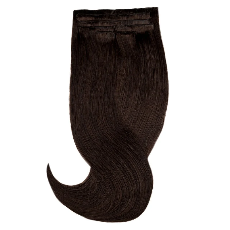 20" Human Hair 7pc Clip In - #1B Dark Brown