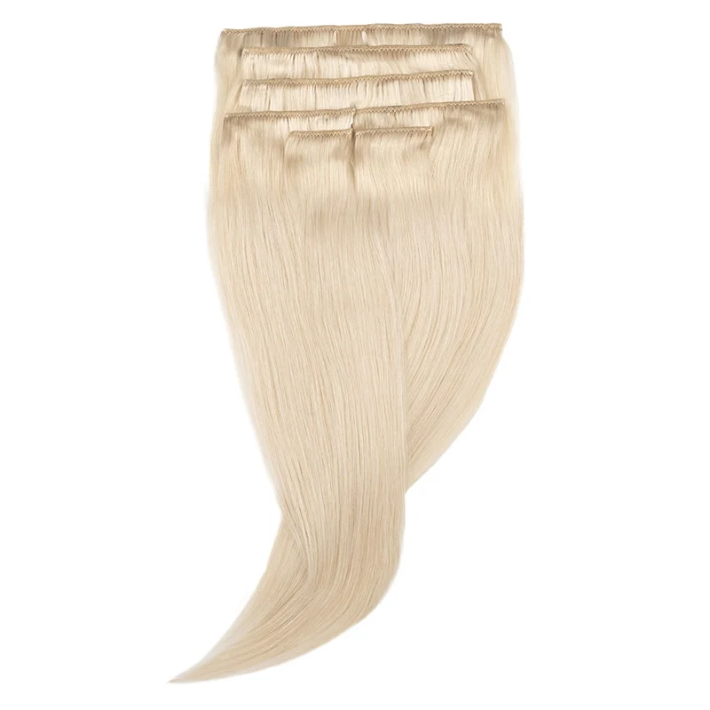 16" Human Hair 7pc Clip In - #60A Platinum Blonde