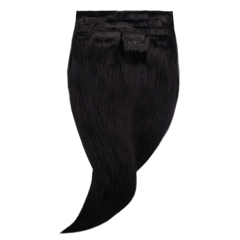 16" Human Hair 7pc Clip In - #1 Black