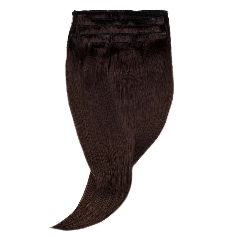 16" Human Hair 7pc Clip In - #1B Dark Brown