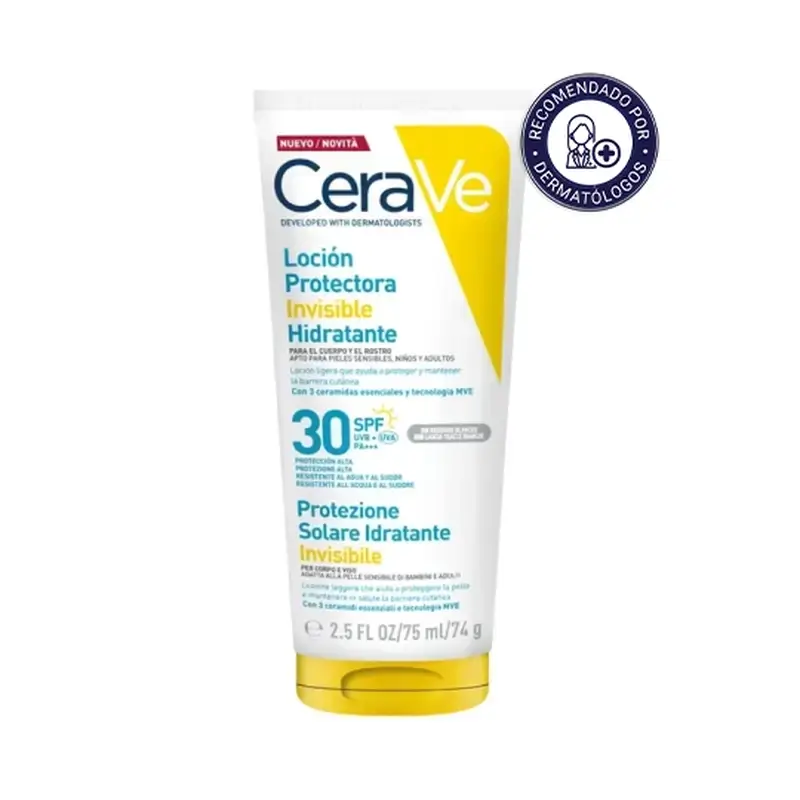 Cerave Loción Protectora Invisible Hidratante Spf 30 Con 3 Ceramidas, 75 ml