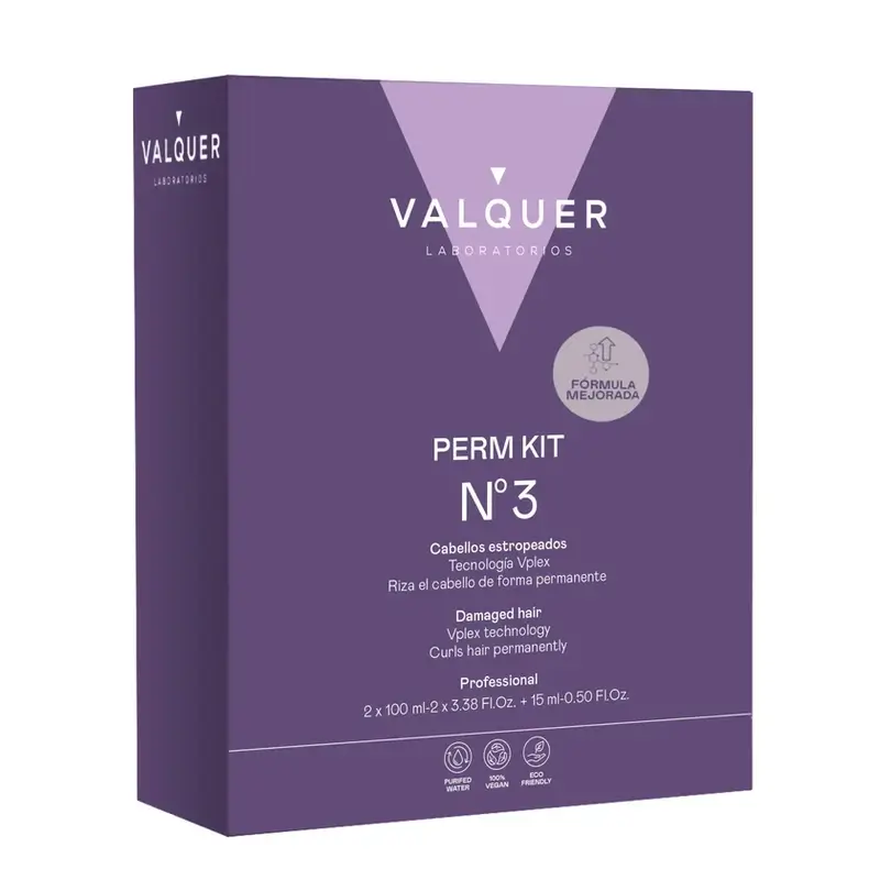 Valquer Kit Profesional Para Permanente Nº3 – Cabello Dañado | Recupera, Riza Y Repara , 210 ml