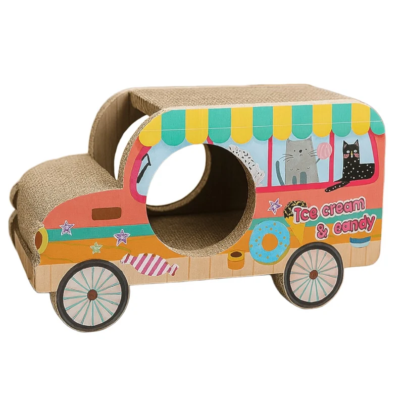 Miomu Rascador de Cartón para Gatos, Diseño Buseta Escolar
